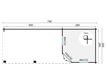 Gartenhaus Bertil 790x300 cm